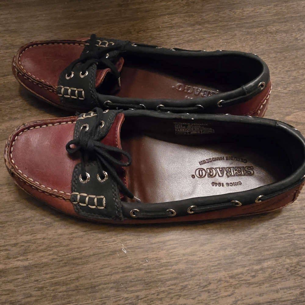 Sebago Bala Brown Leather Oiled Waxed Slip-on Loafers Shoes - Women Size 7.5 M - Picture 2 of 6